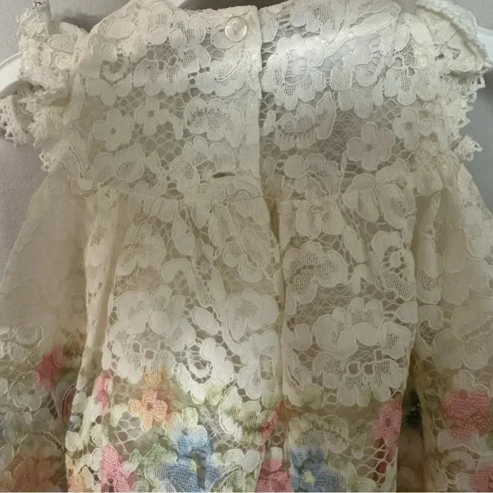 Bonnie Baby Toddler Girl Flutter Sleeve Floral Lace Dress with Shorts Sz 12m NWT